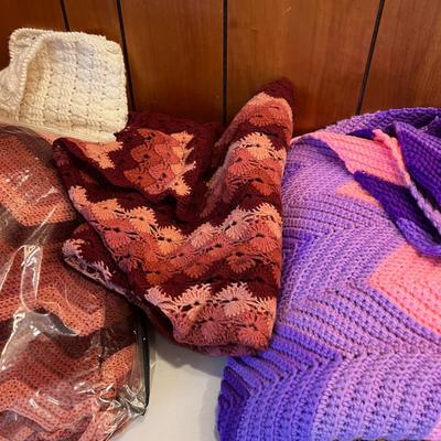 Large Lot of Hand Crocheted Afghans 