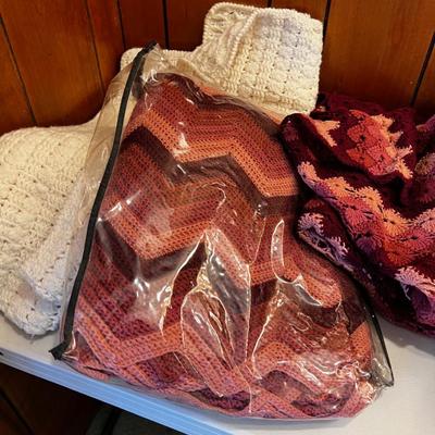 Large Lot of Hand Crocheted Afghans 