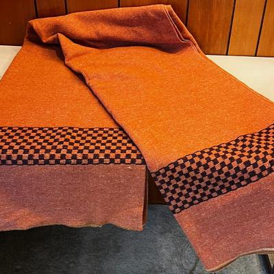 Wool Blanket Vintage Checkered Board Pattern 