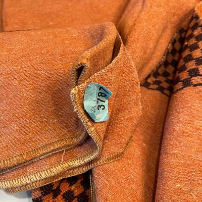 Wool Blanket Vintage Checkered Board Pattern 