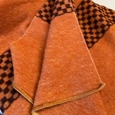 Wool Blanket Vintage Checkered Board Pattern 