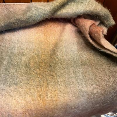 Pink & Green by W. Bill London Angora Blanket 