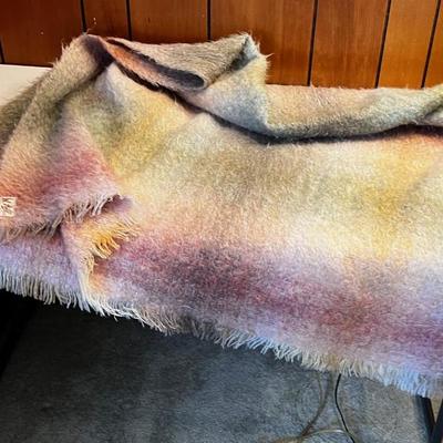 Pink & Green by W. Bill London Angora Blanket 