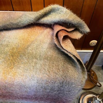 Pink & Green by W. Bill London Angora Blanket 