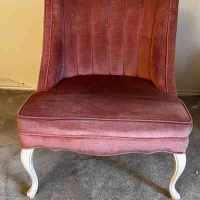 Pink Velour French Slipper Chair. 