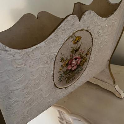 Side Table with Flower Magazine Rack built in