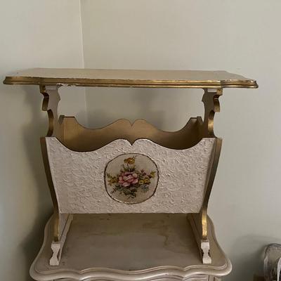 Side Table with Flower Magazine Rack built in