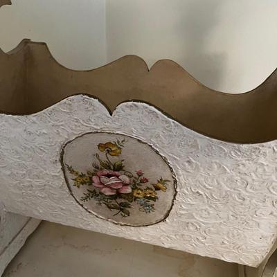 Side Table with Flower Magazine Rack built in