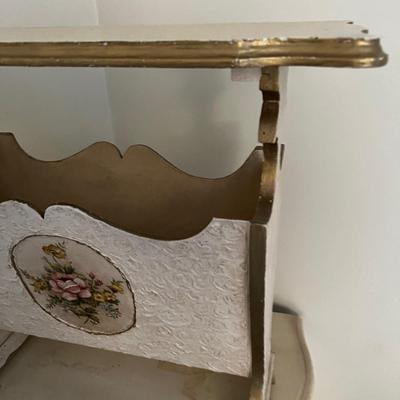 Side Table with Flower Magazine Rack built in