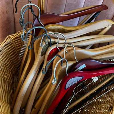 Basket of Wood Hangers 