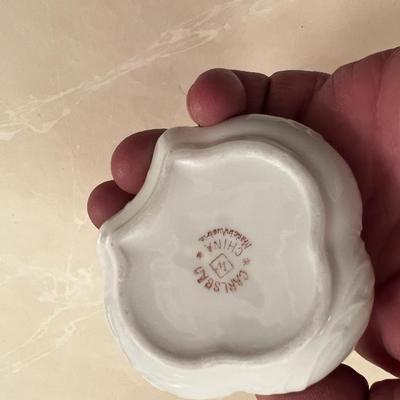 4 small Ceramic Boxes; Bone China, Limoges, etc. 