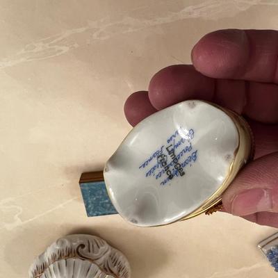 4 small Ceramic Boxes; Bone China, Limoges, etc. 