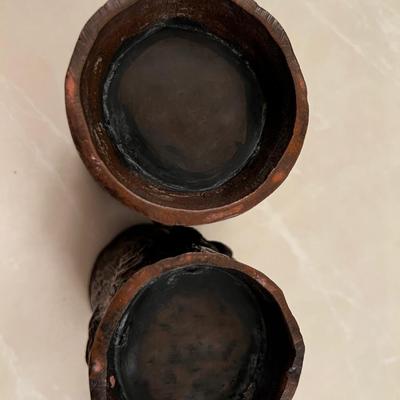 Cast Bronze Depicting a Tree Stump with Flower Vine perhaps Mushrooms