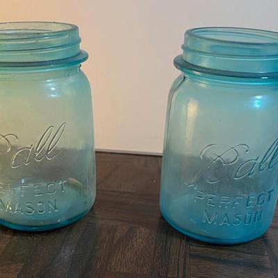2 Blue Ball Perfect Mason Jars