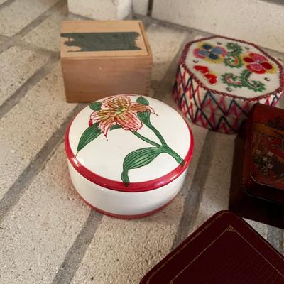 8 Wood /Ceramic /Asian Motif, Antique and Vintage BOXES 