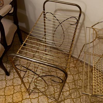 2 Vintage Wire Racks, Gold Tone