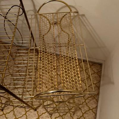 2 Vintage Wire Racks, Gold Tone