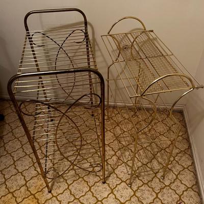 2 Vintage Wire Racks, Gold Tone