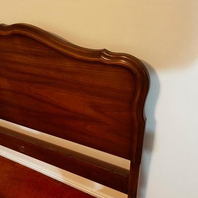 Full Size Walnut Bed w/ metal Side rails. 