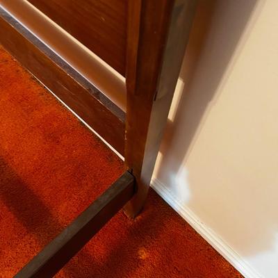 Full Size Walnut Bed w/ metal Side rails. 