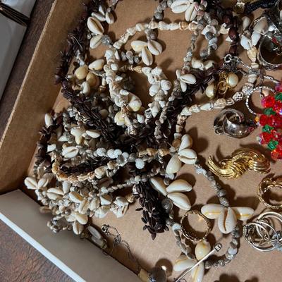 Costume Jewelry; Beads, Shells, Apple Seeds and earrings. 