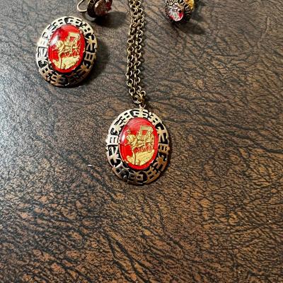 Asian Rickshaw Red & Gold Toned Jewels