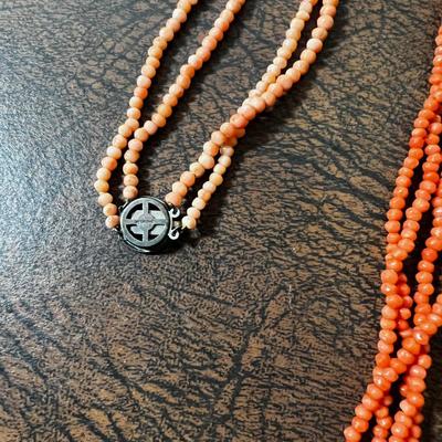 2 Pink Coral Necklaces