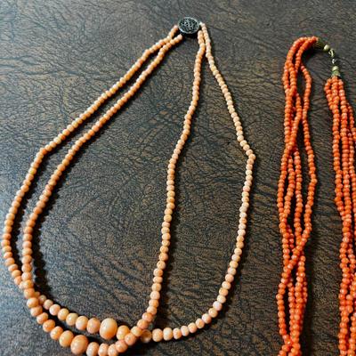 2 Pink Coral Necklaces