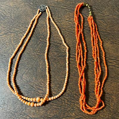 2 Pink Coral Necklaces