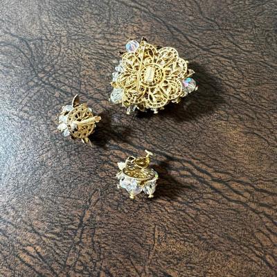 VENDOM Clip on Earrings and a Pin 