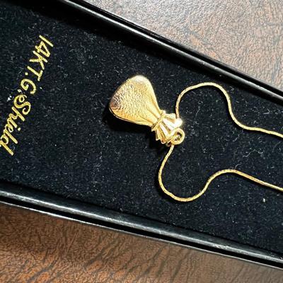 14 K Plated Money Bag Pendant 