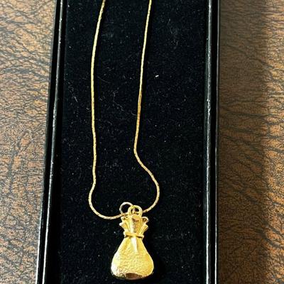 14 K Plated Money Bag Pendant 