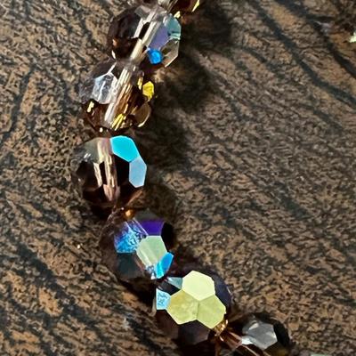 Faceted Glass Bead Necklace and Clip on Earrings