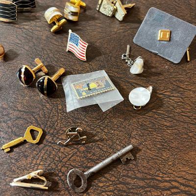 Huge Lot of Men's Jewelry; Tie Clips, Cuff Links, Key Chains etc.