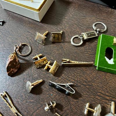 Huge Lot of Men's Jewelry; Tie Clips, Cuff Links, Key Chains etc.