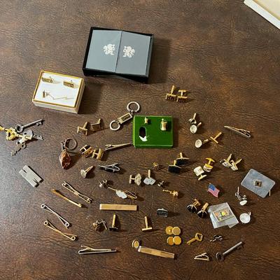 Huge Lot of Men's Jewelry; Tie Clips, Cuff Links, Key Chains etc.