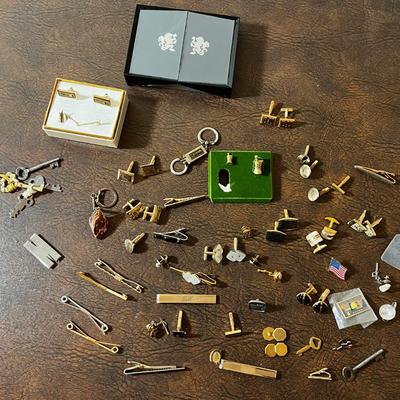 Huge Lot of Men's Jewelry; Tie Clips, Cuff Links, Key Chains etc.