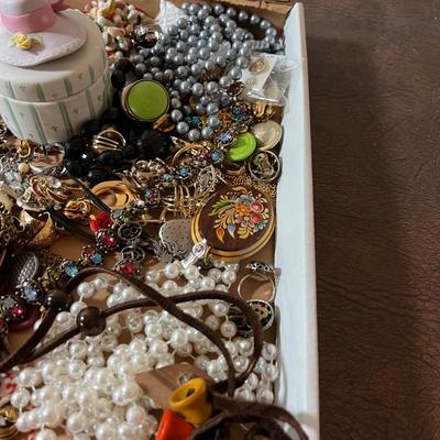 Huge Lot of Costume Jewelry; Earrings, Rings, Necklaces. 