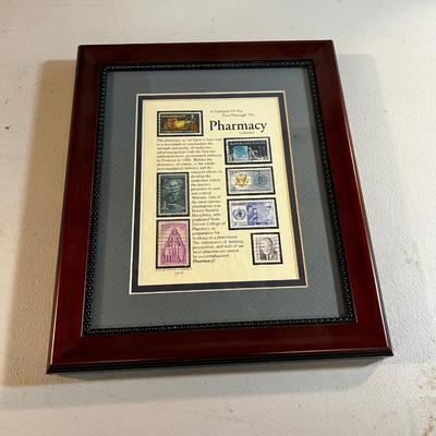 Collection of Pharmacy Stamps Framed 