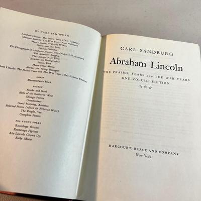 Abraham Lincoln the Prairie Years & the War Years. 1 Volume. 