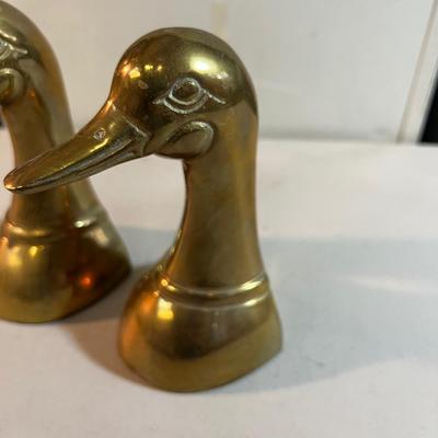 Brass Goose Book Ends 