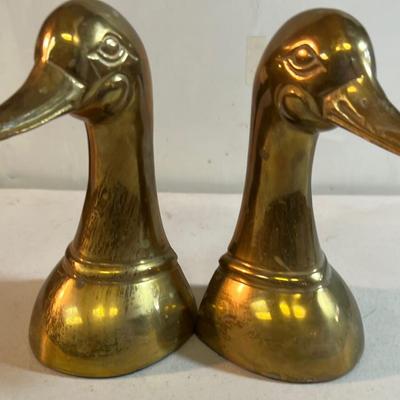 Brass Goose Book Ends 