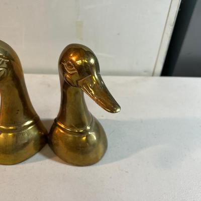 Brass Goose Book Ends 