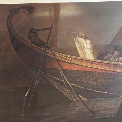 Lithograph  "Peace be Still" by Arnold Friberg.