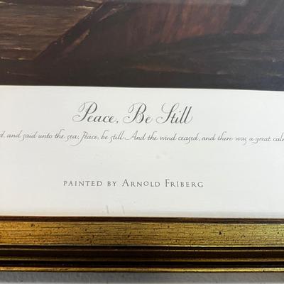 Lithograph  "Peace be Still" by Arnold Friberg.