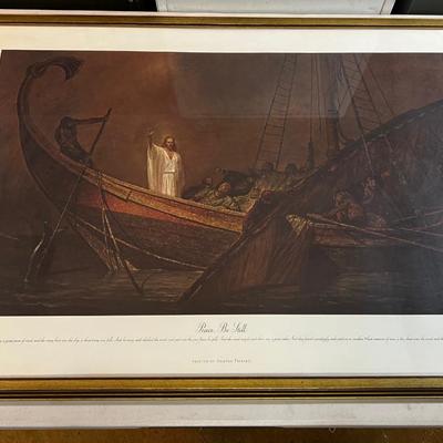 Lithograph  "Peace be Still" by Arnold Friberg.