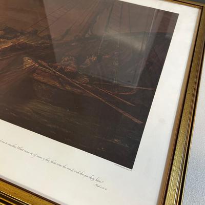 Lithograph  "Peace be Still" by Arnold Friberg.