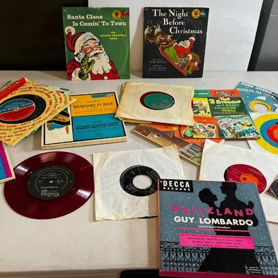 Stack of 45 Records, Holidays, Elvis, Nutcrackers etc. 