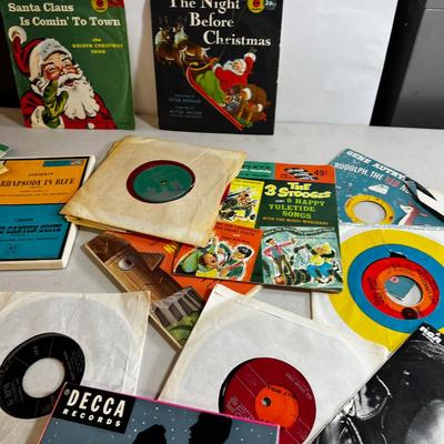 Stack of 45 Records, Holidays, Elvis, Nutcrackers etc. 