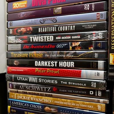 Tray of DVD Mostly Drama and Action Movies 